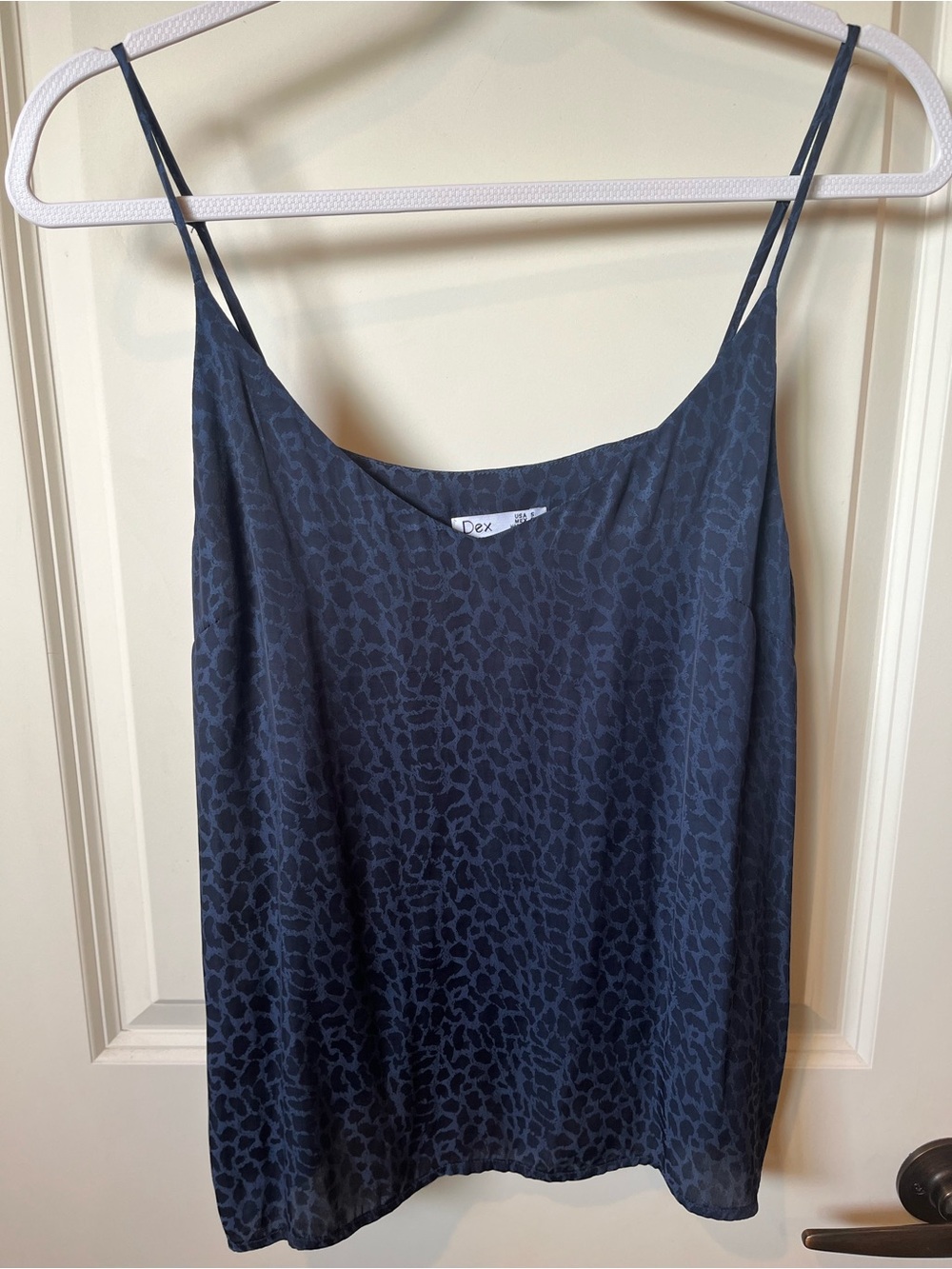 Dex Navy Animal-Print Satin Cami Top